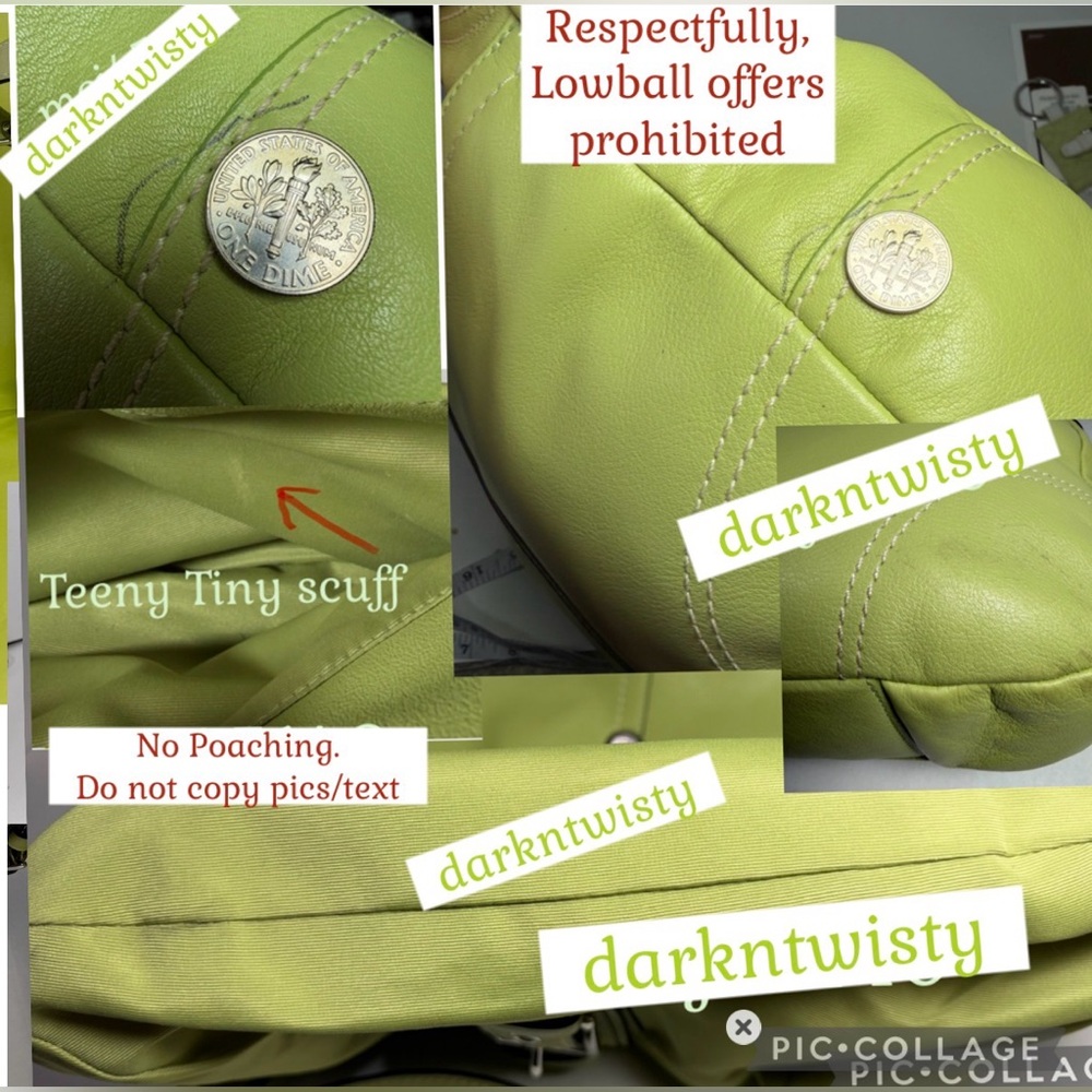 Coach SoHo Green Leather Hobo, loose tags Green pic frame key fob NEW - Picture 13 of 16